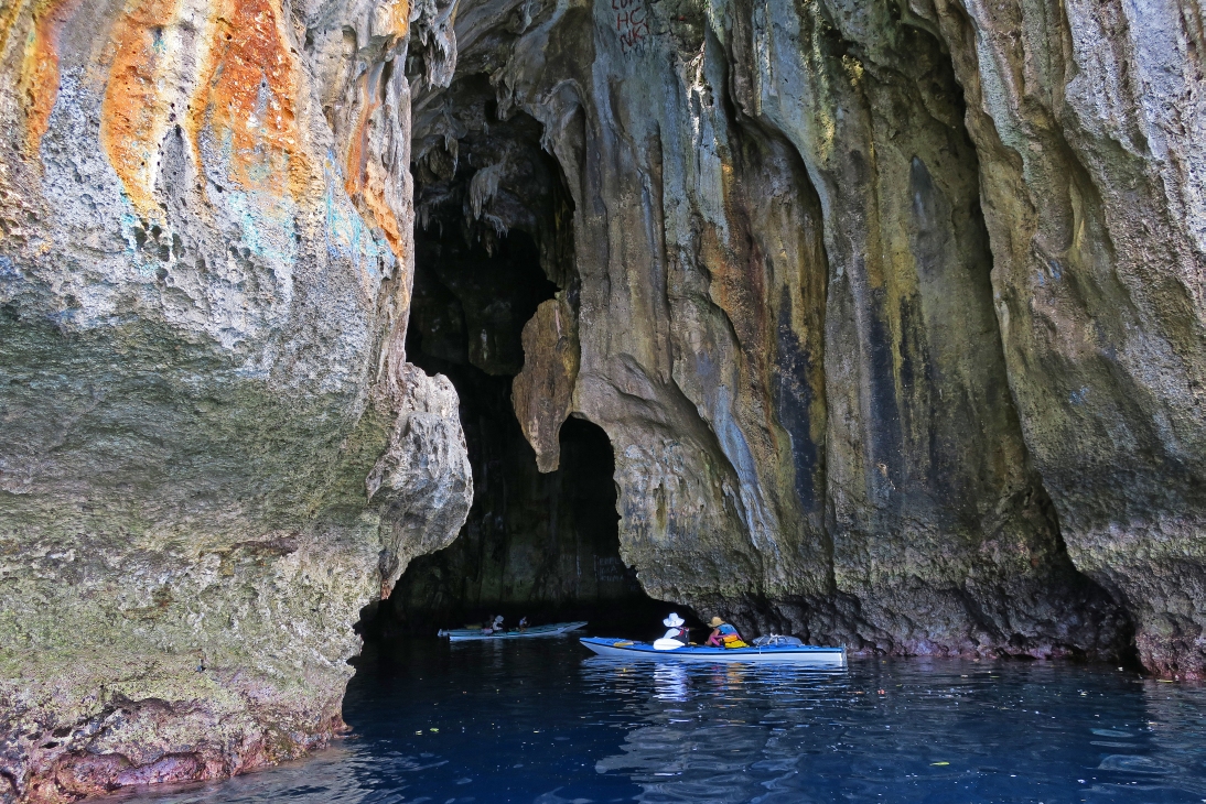 Kayaking into Swallows Cave